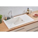 Respekta - evier à encastrer evier de cuisine granit mineralite 86 x 50 cm blanc Respekta - evier à encastrer evier de cuisine granit mineralite 86 x 50 cm blanc