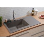Evier  encastrer evier de cuisine granit mineralite 86 x 50 cm gris bton respekta