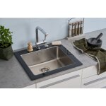 Evier  encastrer evier en verre evier de cuisine verre inox 55 x 53 noir - respekta