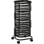 Resserre  lgumes - homcom - 4 paniers rotatifs sur roues - plateau - tagre en fil d'acier - 33x33x77cm ...