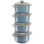 Restaurant - week mini cocottes turquoise antique 4 pi�ces