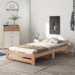 Retrok - lit futon en bois massif naturel - 90x200 cm - avec t�te de lit et sommier � lattes