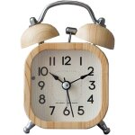 R�veil analogique carr� en bois, double cloche 9, 9 cm, super silencieux, sans tic - tac, petite horloge ...