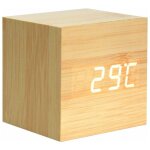 Rveil en bois - mini horloge numrique avec 3 niveaux de luminosit et commande vocale, parfait pour ...