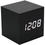 Rveil en bois - mini horloge numrique led avec 3 niveaux de luminosit et commande vocale, parfait ...