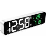 Way - r�veil num�rique, horloge murale r�veil matin led digital miroir grand ecran avec temp�rature date, ...