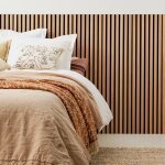 Decoon ? panneau d�coratif mural en ch�ne clair 120 x 30 cm ? lamelles mdf avec feutrine acoustique ? ...