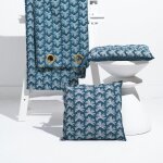 Rideau � 8 oeillets en coton imprim� palmiers - bleu - 140 x 240 cm - livraison gratuite