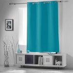 Rideau court obscurcissant 90 % adapt� radiateur turquoise 135x180 cm
