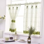 Rideau brise - bise en lin avec embrasses, coton m�lang�, vert, 90x45cm - ahlsen