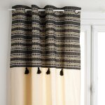 Atmosphera - rideau delhi motifs jacquard noir et blanc 140x260cm crateur d'intrieur