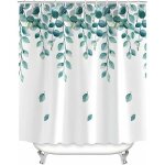 Rideau de douche 120 x 200 cm feuilles vertes usine ourlet lest� textile anti - moisissure, hydrofuge, ...