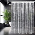 Rideau de douche 180 x 180 cm, 3d semi transparent eva pas de lavage rideau transparent, motif de galets ...