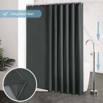 Rideau douche 240x200 cm, avec 16 crochets, extra large, lest�, anti moisissure, gris fonc�, imperm�able, ...