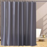 Rideau de douche anti moisissure gris 240 x 200 cm eva impermable lavable rideau de bain avec 16 crochets ...
