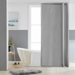 Rideau de douche lavable tissu imperm�able gris rideau de baignoire anti moisissure textile en polyester ...