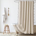 Rideau de douche en lin textur� 90x180cm, rideau de douche �troit, imperm�able, anti - moisissure, lavable ...