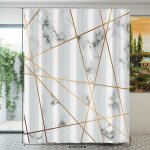 Rideau de douche en marbre blanc r�sistant � la moisissure imperm�able � l'eau