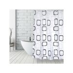 Msv - rideau de douche polyester 180x200cm motifs gris & blanc - anneaux inclus