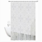 Rideau de douche en pvc blanc impermable 180 x 200 cm dcor de feuilles 69513