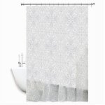 Rideau de douche en pvc blanc imperméable 240 x 200cm décoré de feuilles 69514 Rideau de douche en pvc blanc imperméable 240 x 200cm décoré de feuilles 69514