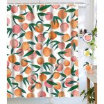 Rideaux de douche en tissu imperméable avec 12 crochets, motif fruits et fleurs, 180 x 180 cm, rose pêche ... Rideaux de douche en tissu imperméable avec 12 crochets, motif fruits et fleurs, 180 x 180 cm, rose pêche ...