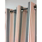 Linder - rideau ext�rieur ray� gris et orange - 150x280cm - gris