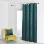 Rideau en velours feutr� uni bleu paon 135x260 cm