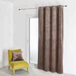 Rideau en velours feutr� uni taupe 135x260 cm