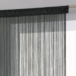 Rideau fils 100x200 cm, rideau franges, rideau de porte fen�tre, rideau 200 cm hauteur, noir