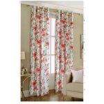 Rideau à fleurs rouges 140x280cm double panneau voile avec 8 anneaux Rideau à fleurs rouges 140x280cm double panneau voile avec 8 anneaux