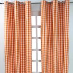 Homescapes rideaux ?illets � grands carreaux vichy orange, lot de 2, 137 x 228 cm