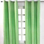 Homescapes rideaux ?illets � grands carreaux vichy vert, lot de 2, 117 x 137 cm