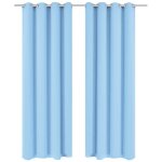 Rideau avec ?illets m�talliques 2 pcs 135 x 175 cm turquoise vidaxl