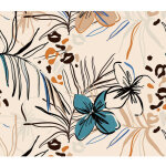 Rideau imprim� fleurs bleues sur fond unis beige 280x245 cm
