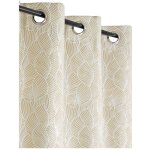 Atout ciel - rideau jacquard fantaisie beige, isolation thermique 135x240cm - prt  poser