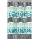 Homemaison - rideau en jacquard  rayures horizontales colores bleu 140x260 cm