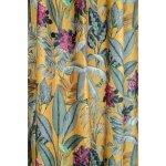 Rideau jungle, feuillage tropical vert sur fond jaune 140x245 cm passants invisibles, polyester, entretien ...