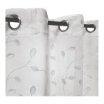 Rideau l�ger blanc et broderie blanche, 140x240cm � ?illets - facile � installer, atout ciel