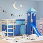 Rideaux pour lit mezzanine avec tour bleu polyester Rideaux pour lit mezzanine avec tour bleu polyester