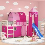 Rideaux pour lit mezzanine avec tunnel et tour rose vidaxl Rideaux pour lit mezzanine avec tunnel et tour rose vidaxl