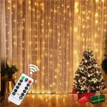 Rideau lumineux, 3m3m rideau guirlande lumineuse 300 led usb rideau lumi�re interieur 8 modes t�l�commande ...