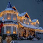 Rideau lumineux icicle 3m de long x 0, 5m blanc chaud 3000k 114 leds 220v rideau icicle - jandei
