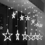 Rideau lumineux de noël à leds avec étoiles blanc froid 2m extérieur extensible Rideau lumineux de noël à leds avec étoiles blanc froid 2m extérieur extensible