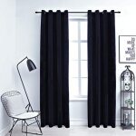 Rideaux occultants avec anneaux 2 pcs velours noir 140x245 cm