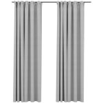 Doc&et� - inlife rideaux occultants aspect lin avec crochets 2pcs gris 140x245cm