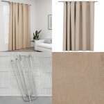 Vidaxl - rideau occultant d'aspect de lin avec crochets beige 290x245 cm - rideaux occultants - rideaux ...