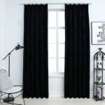 Rideaux occultants avec crochets 2 pcs velours noir 140x175 cm Rideaux occultants avec crochets 2 pcs velours noir 140x175 cm
