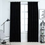 Rideaux occultants avec crochets 2 pcs velours noir 140x225 cm Rideaux occultants avec crochets 2 pcs velours noir 140x225 cm