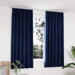 Rideaux occultants et crochet 2pcs velours bleu fonc� 140x175cm